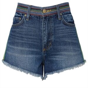 Lee Vintage Modern Rainbow Stitch Denim Cut Off Shorts Womens 25